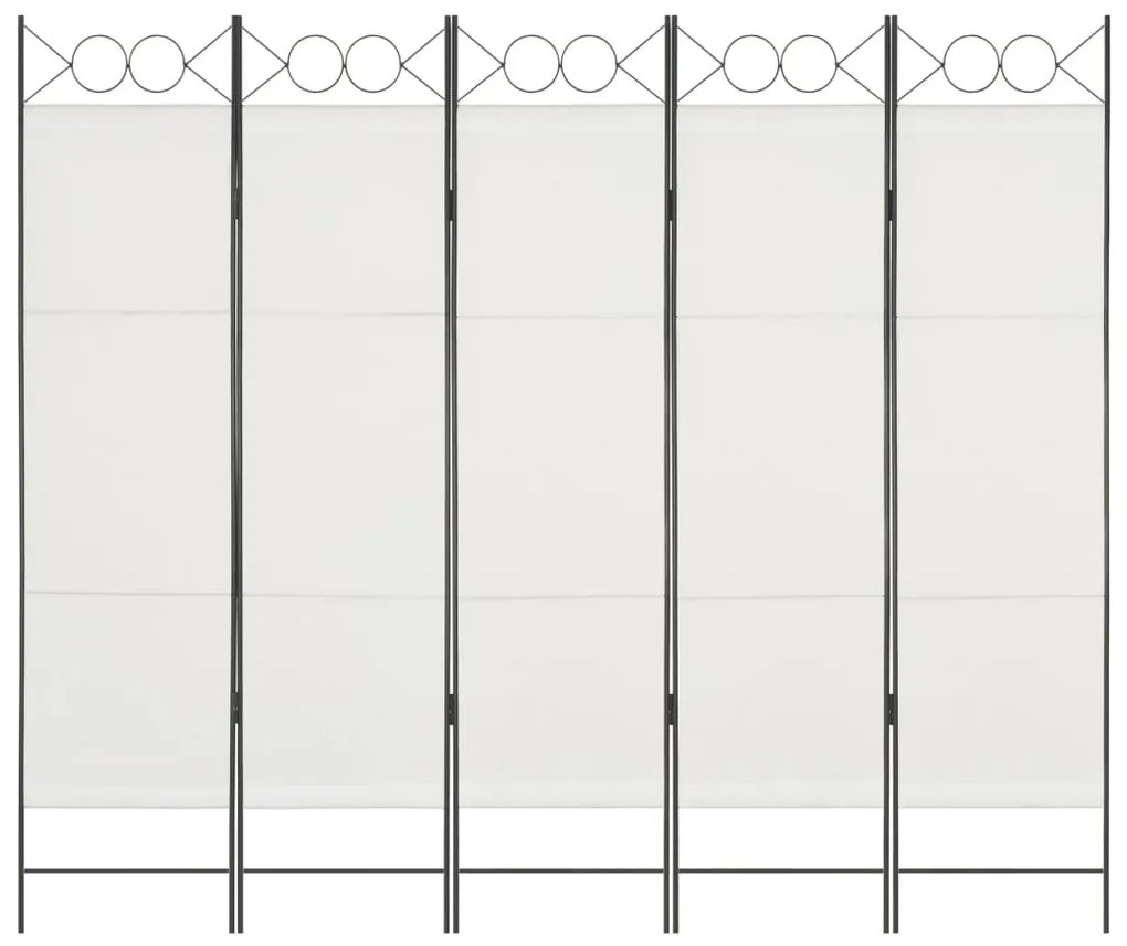vidaXL 5-panelový paraván biely 200x180 cm