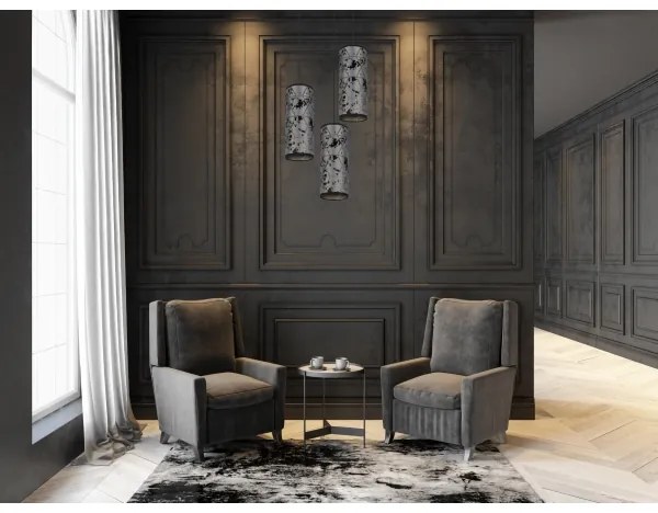 Luster na lanku AVALO 3xE27/60W/230V pr. 35 cm šedá/čierna