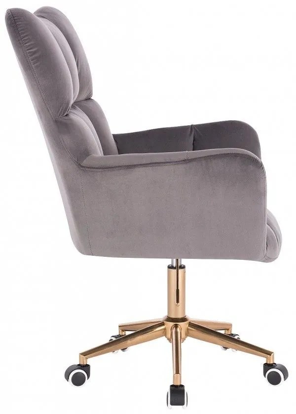 LuxuryForm DESIGN Kreslo AURORA VELUR na zlatej podstave s kolieskami - tmavo šedé