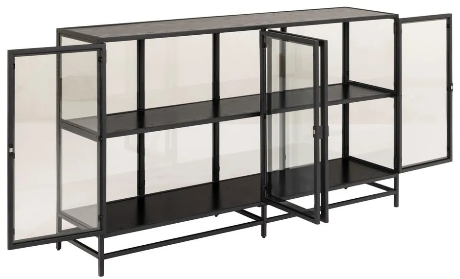 Čierna vitrína v dekore jaseňa 152x86 cm Seaford – Actona