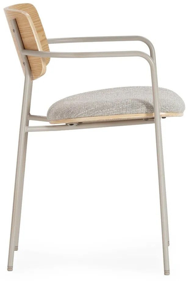 Svetlosivé/v prírodnej farbe čalúnené jedálenské kreslá v súprave s podrúčkami Nour – MOME