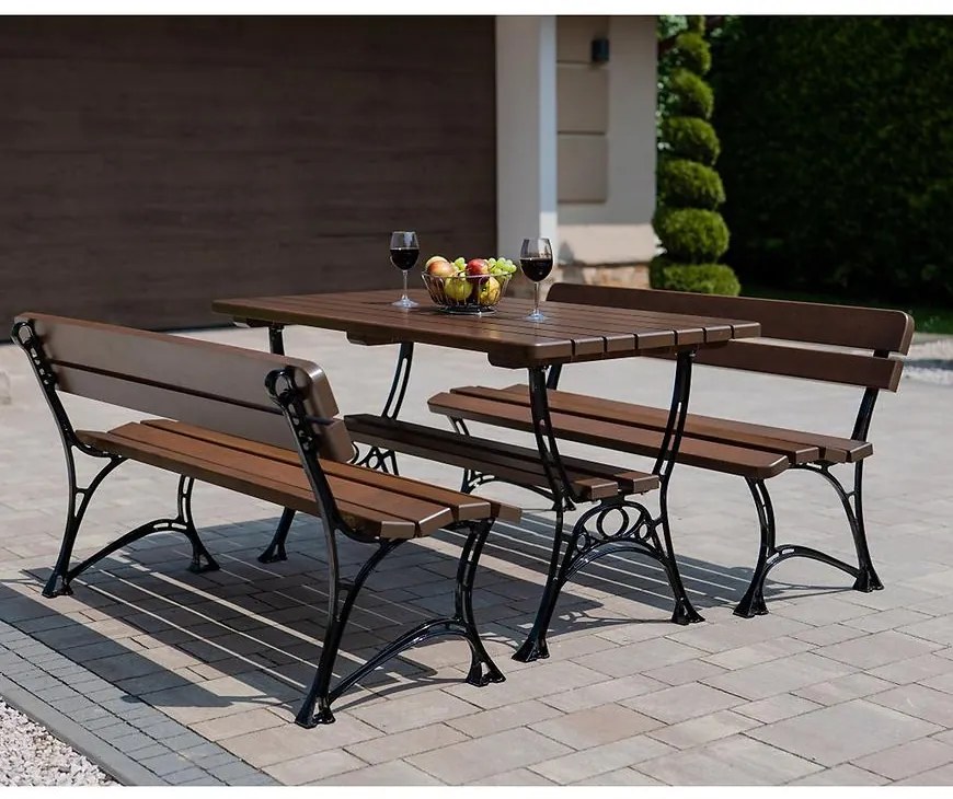 Záhradný komplet Kráľovský 1 bez lakťových opierok orech