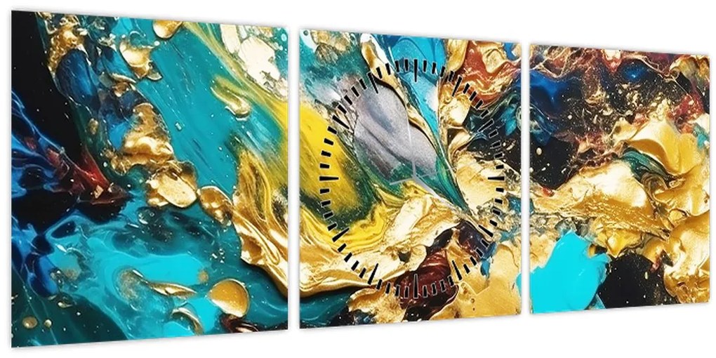 Obraz - Textúrovaná olejomaľba (s hodinami) (90x30 cm)