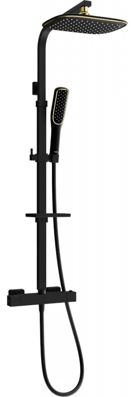 Mexen - CQ49 sprchový set s termostatickou batériou Cube, čierna-zlatá, 772504995-75