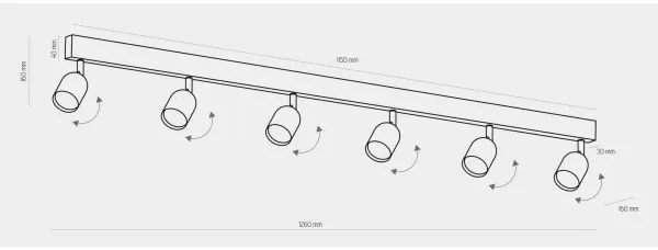 Bodové svietidlo TOP 6xGU10/10W/230V zlatá/čierna
