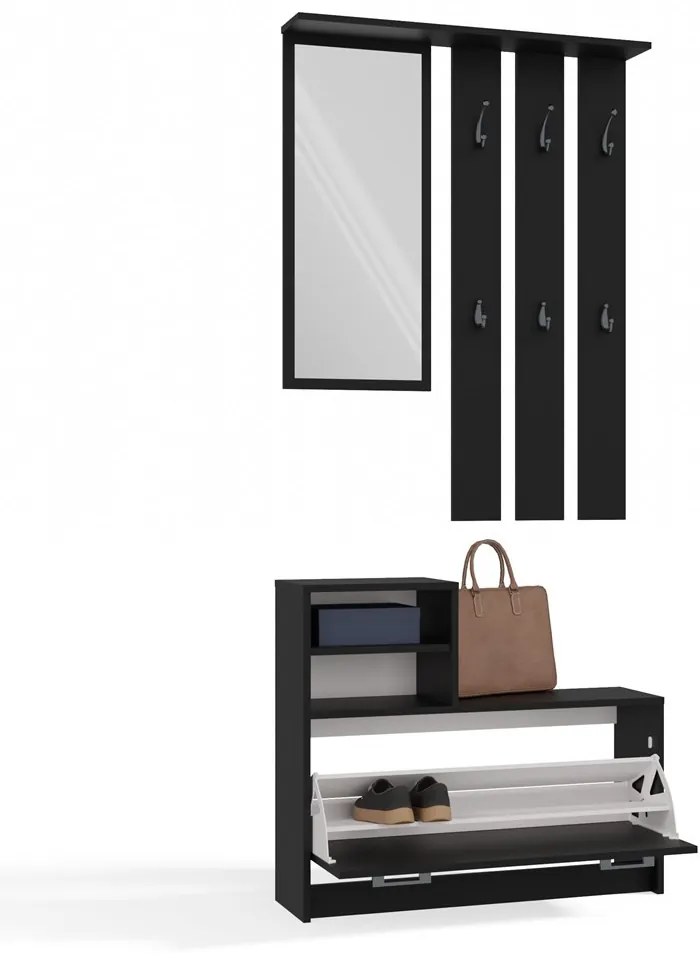 Predsieňová zostava Vayan 1 (čierna) (so zrkadlom). Akcia -18%. Vlastná spoľahlivá doprava až k Vám domov. 1132526