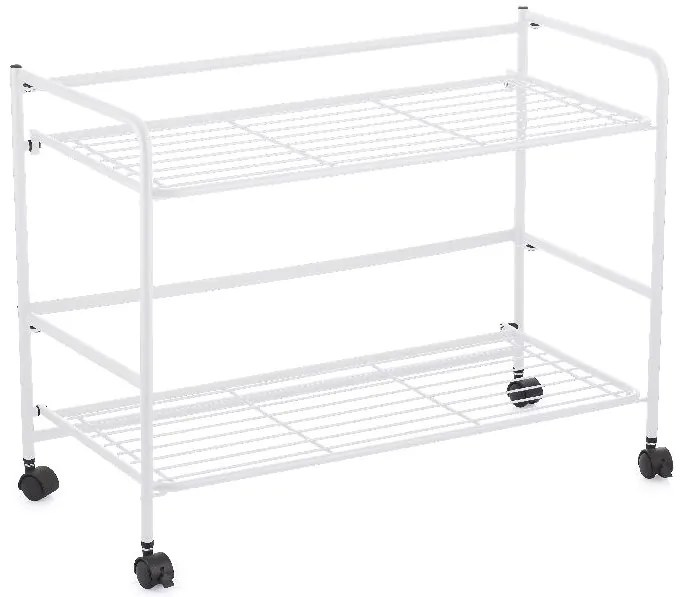 CONFORTIME 2. akosť - Pojazdný regál, skladacia polica 2 poschodová XXL - 67 x 30 x 45 cm - biela