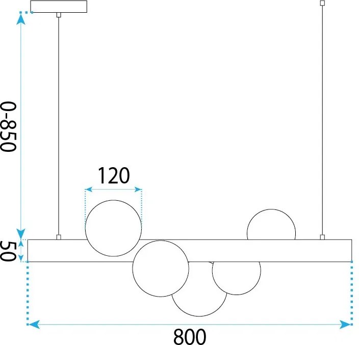 Toolight Toolight, závesné stropné svietidlo 80cm, 5xG9, APP1906-5CP, hnedá, OSW-66579