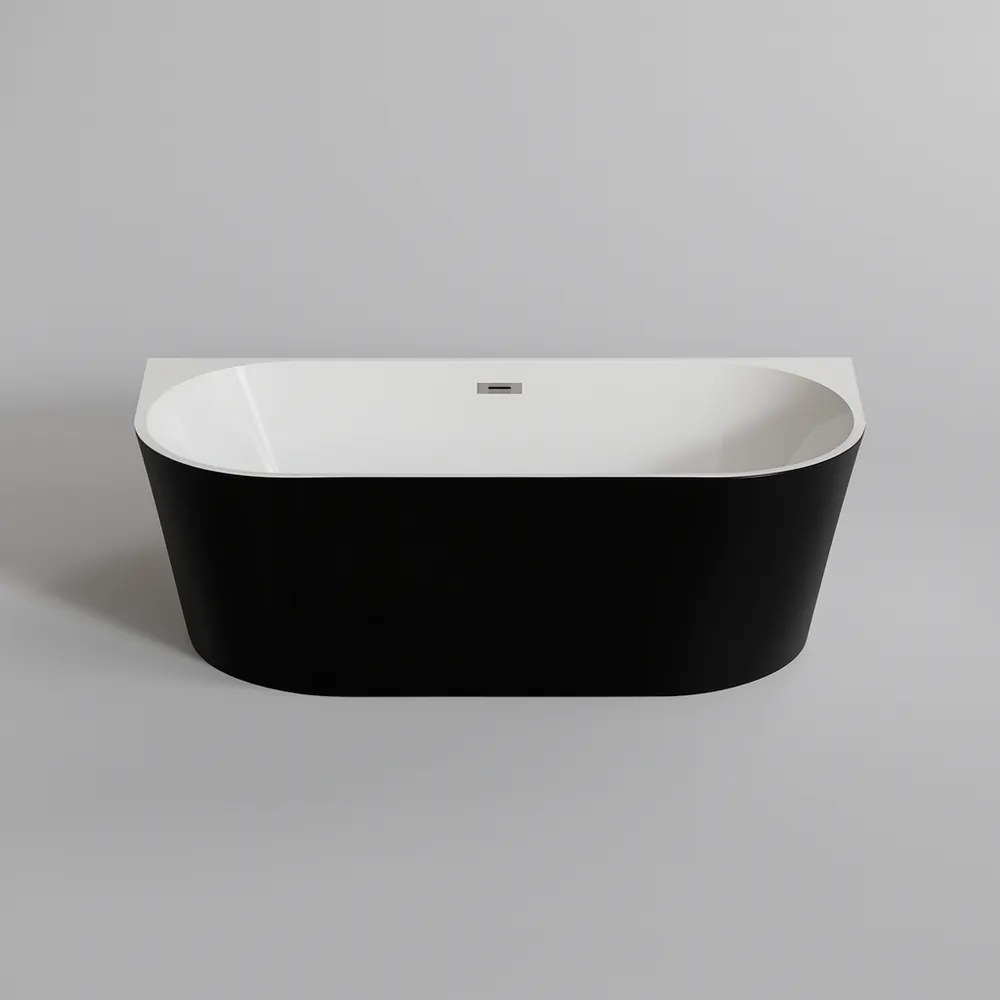 LANA polovoľne stojaca vaňa, pri stene, čierno-biela, 170x75x58 cm