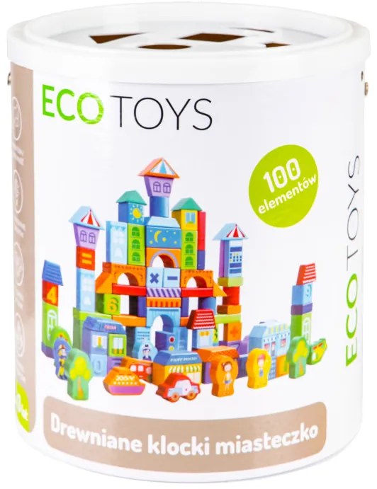 Vzdelávacie drevené bloky mesto 100 ks triedička ECOTOYS