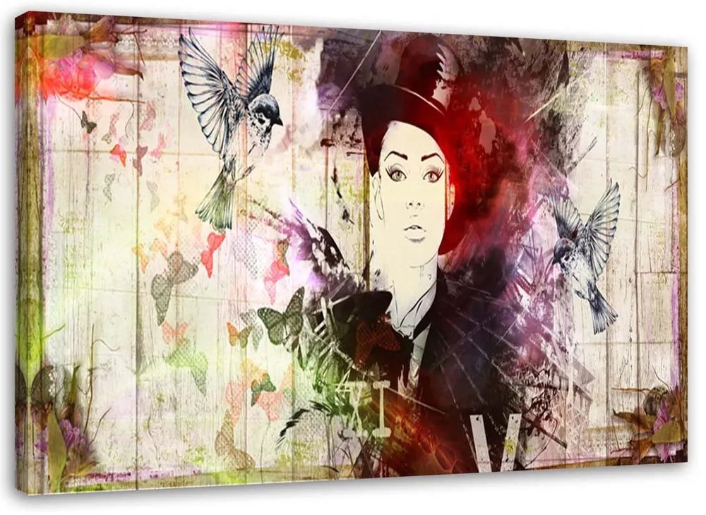 Gario Obraz na plátne Dievča s klobúkom Rozmery: 100 x 70 cm