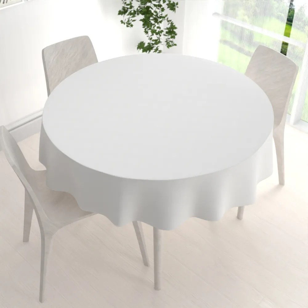 Biante Veľký okrúhly bavlnený keprový obrus KEP-001 Biely Ø 220 cm