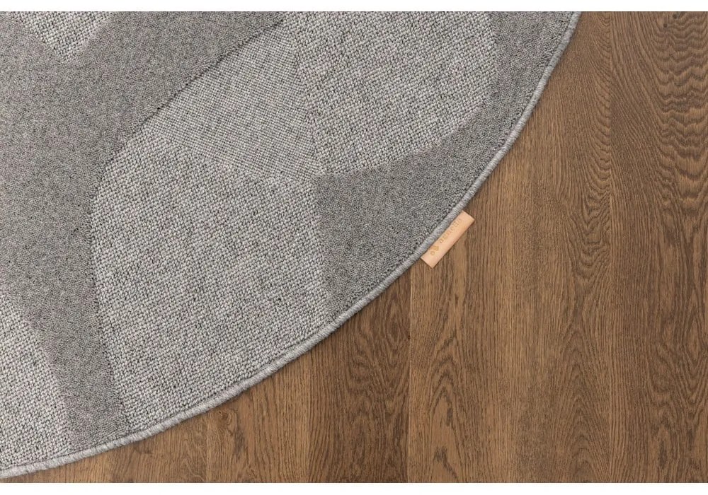 Sivý vlnený okrúhly koberec ø 120 cm Morphic Botanica – Agnella