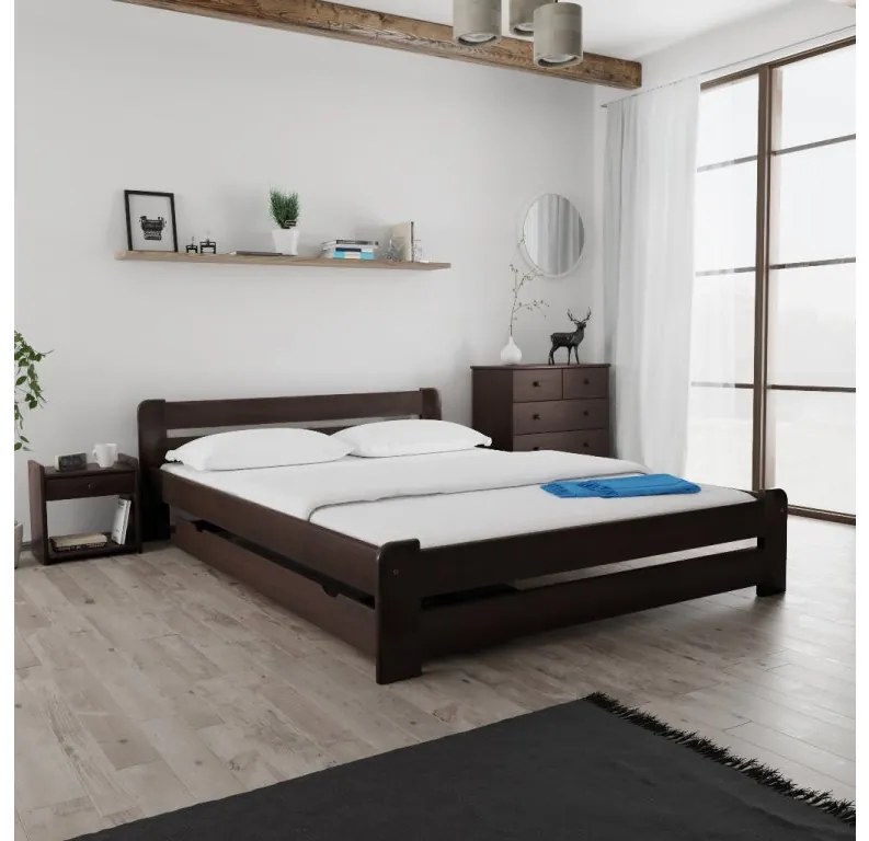 Posteľ Laura 160 x 200 cm, orech Rošt: S lamelovým roštom, Matrac: Matrac COCO MAXI 20 cm