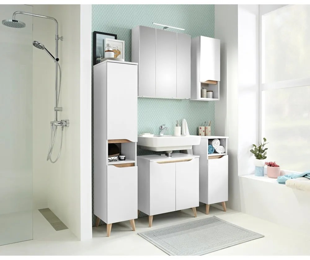 Biela nízka závesná skrinka bez umývadla 60x53 cm Set 857 – Pelipal