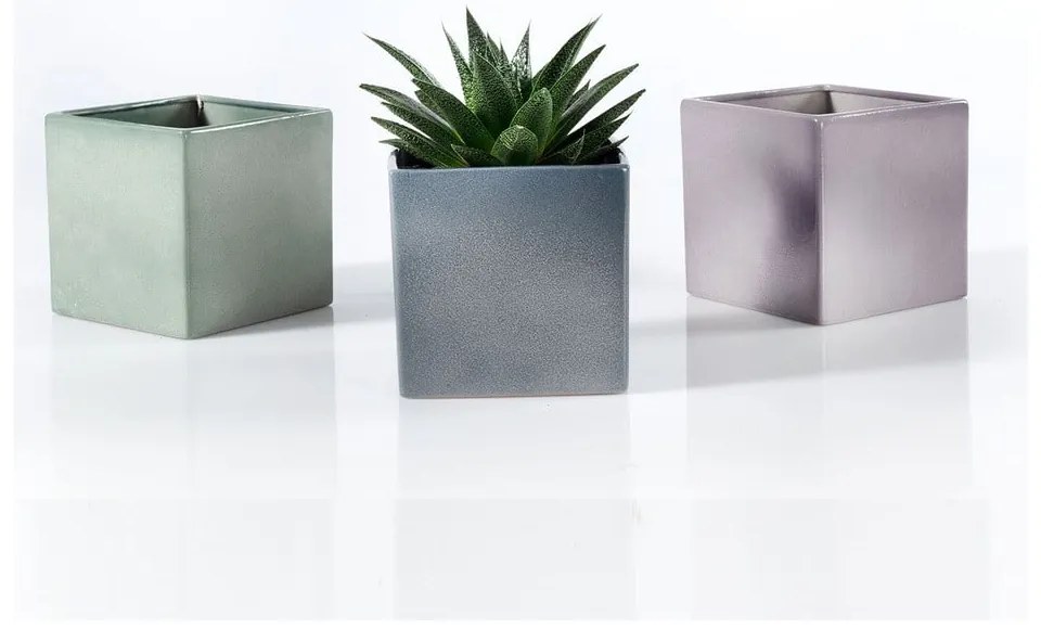 Fialový keramický kvetináč Big pots Latina, 15 x 15 cm