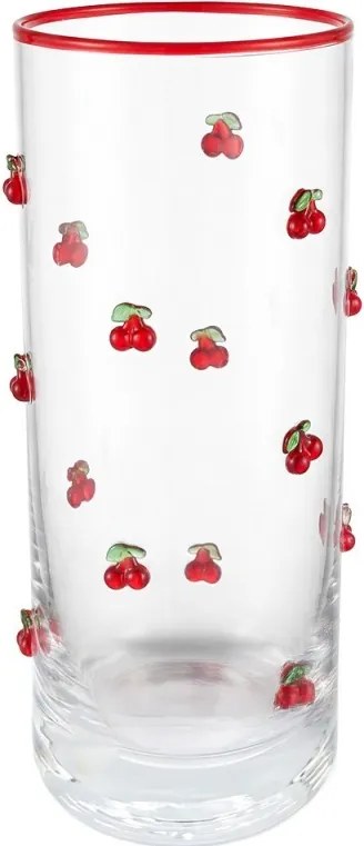 Poháre na vodu s romantickým motívom jahôdok - Ø 7x11 cm / 320 ml