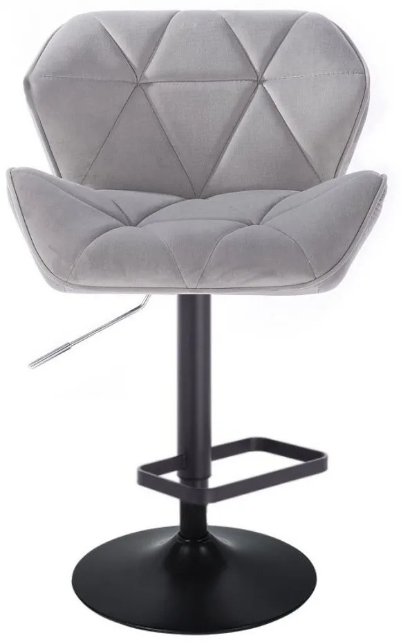 LuxuryForm Barová stolička MILANO VELUR na čiernom tanieri - svetlo šedá