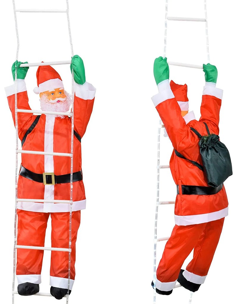Tutumi Tutumi, LED vianočný Santa Claus na rebríku 240cm XXL 391123A, červená-biela, CHR-03620
