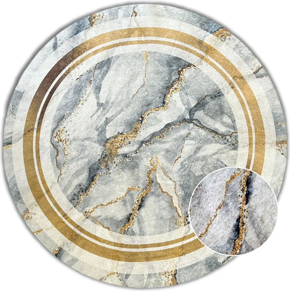 BE Koberec Porte 2001 Koło GREY GOLD – žltý okrúhly Rozmer: 80 cm