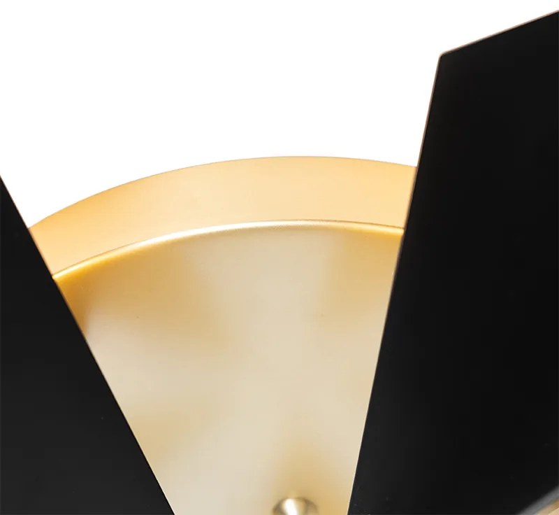Dizajnové stropné svietidlo čierne so zlatým 5-svetlom - Sinem