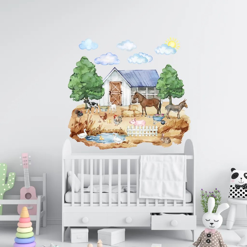 PIPPER. Farma - textilná nálepka na stenu Veľkosť: 120x110 cm