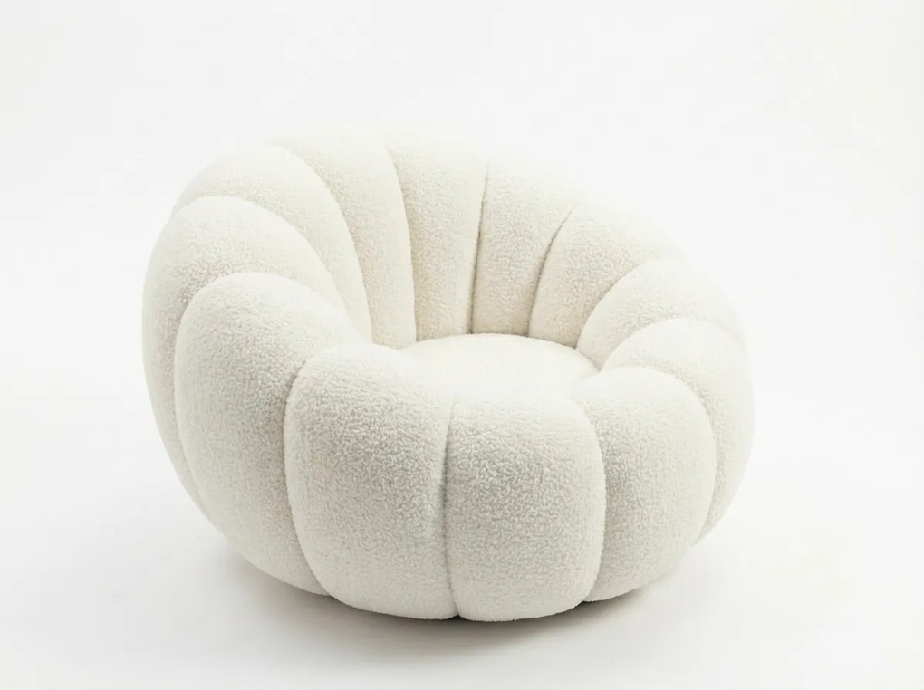 Dizajnové kreslo BLOOM s taburetom, krémové