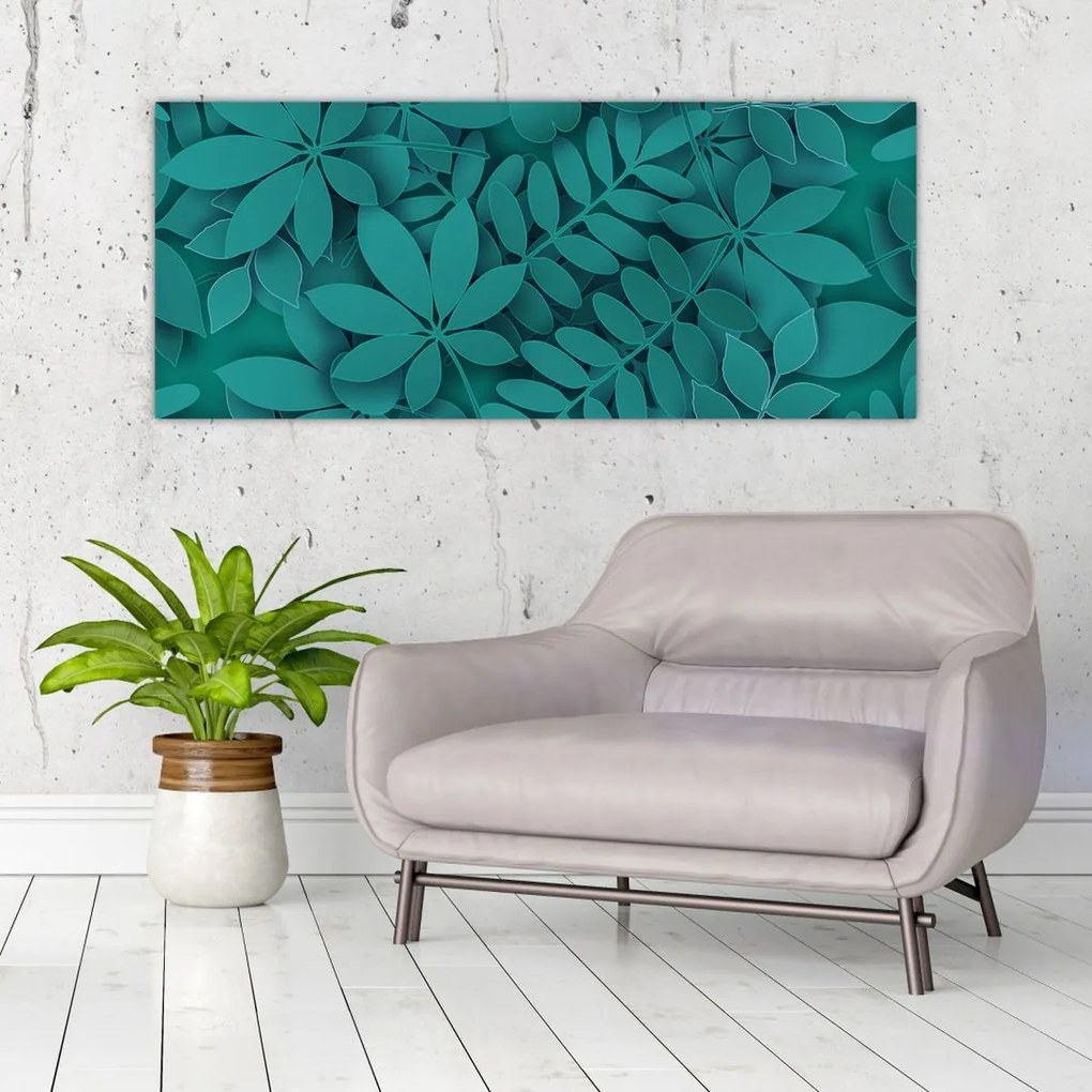 Obraz - Tyrkysové listy (120x50 cm)
