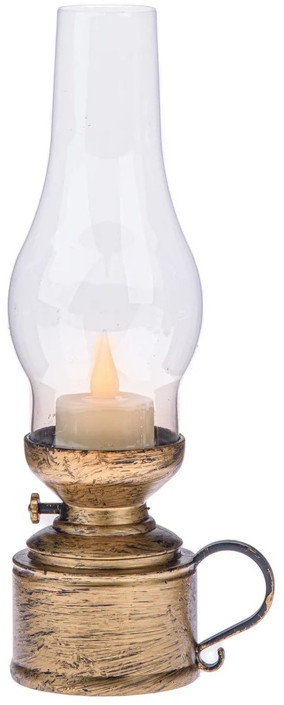 Plastová lucerna s LED svíčkou Elegance 24,5 cm ,bronzová