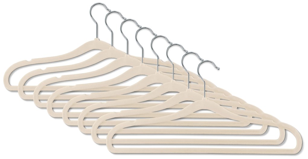 Extra úzke vešiaky na šaty, 8 ks, béžové