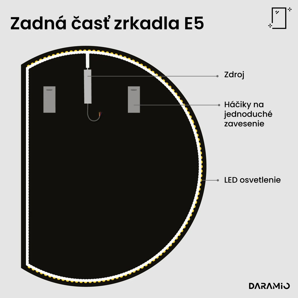 Polkruhové zrkadlo s LED osvetlením E5