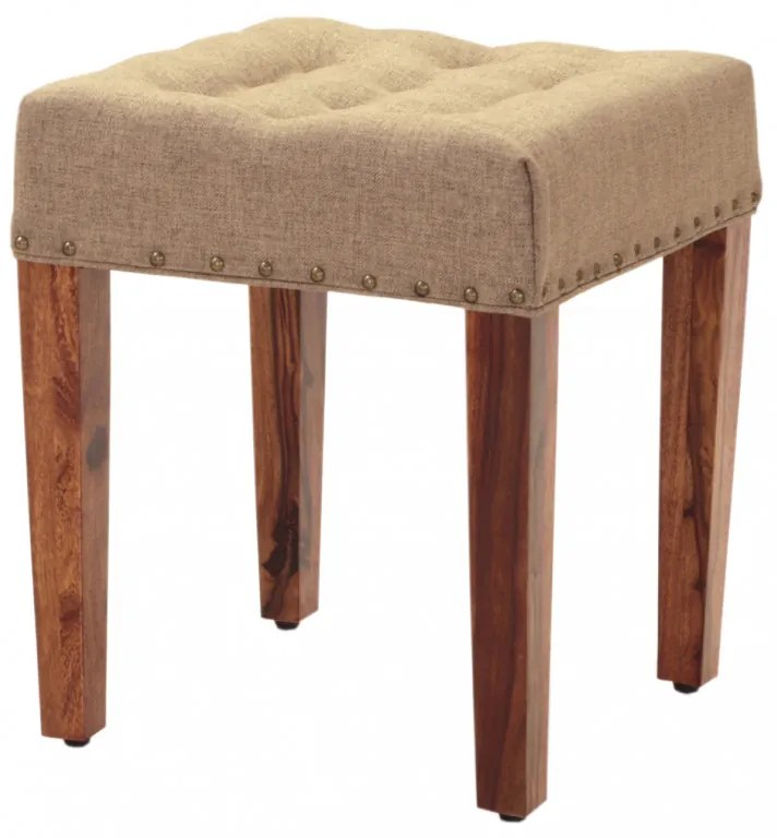 Polstrovaný taburet s poťahom 40x45x40 indický masív palisander Orech