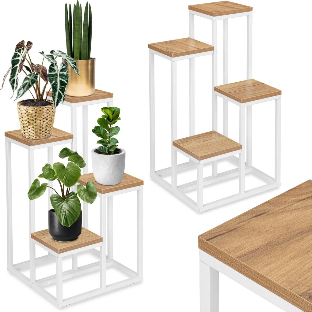 Stojan na kvety v loftovom štýle MOGREN dub craft/biely