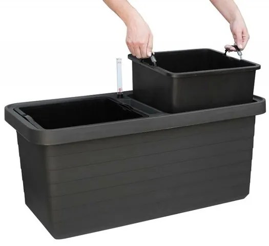Samozavlažovací truhlík Berberis DUO, antracit, Plastia, 78 cm