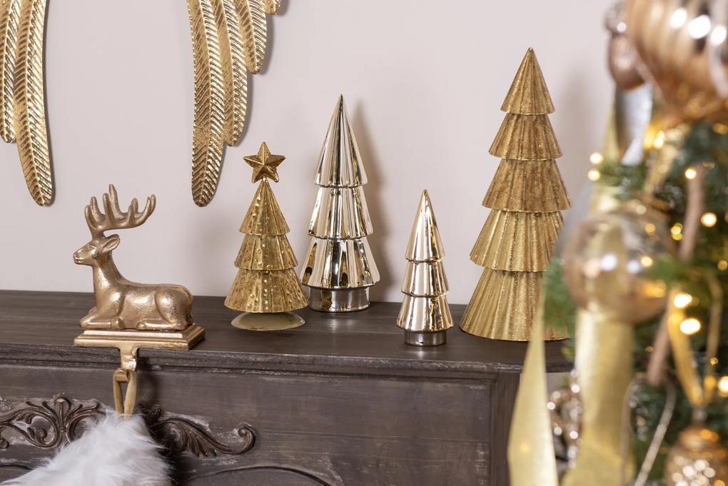 Zlatý antik kovový vianočný stromček - Ø 8*20 cm
