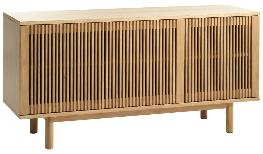 Nízka komoda v dekore duba v prírodnej farbe 143x70 cm Tiber – Unique Furniture