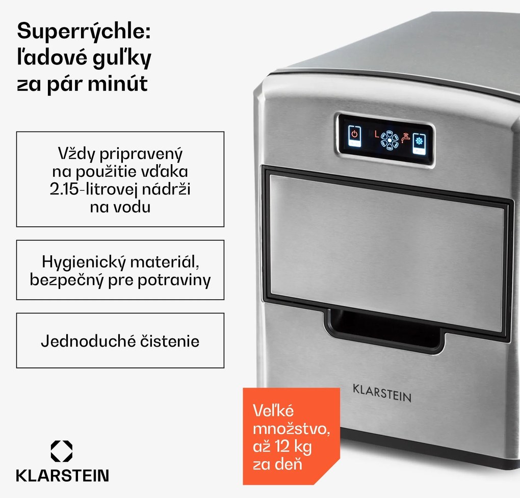 Klarstein Metropolitan, výrobník ľadu, 12 kg/24 h, digitálny displej