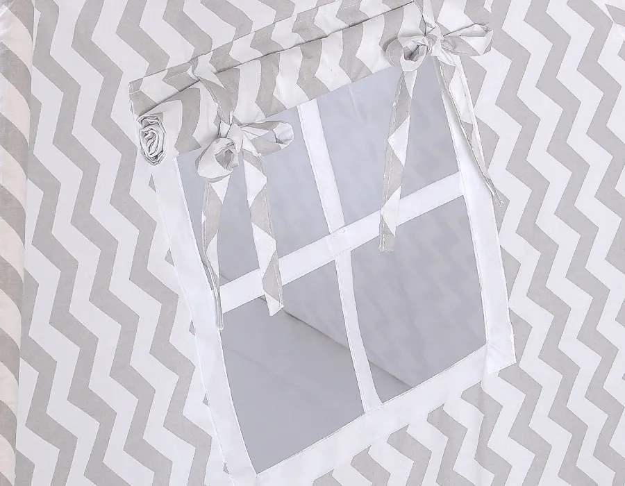 Bobono Stan Teepee pre deti + ozdobné perie - Chevron šedá