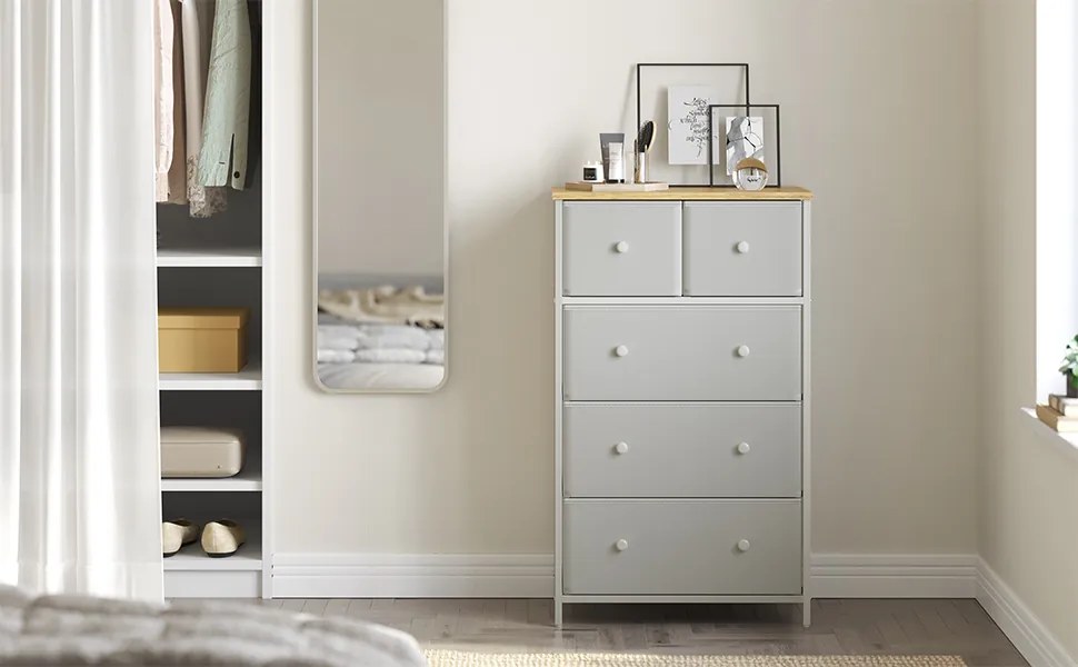 Komoda so zásuvkovými boxmi HALLY 53x93 cm, dub/biela