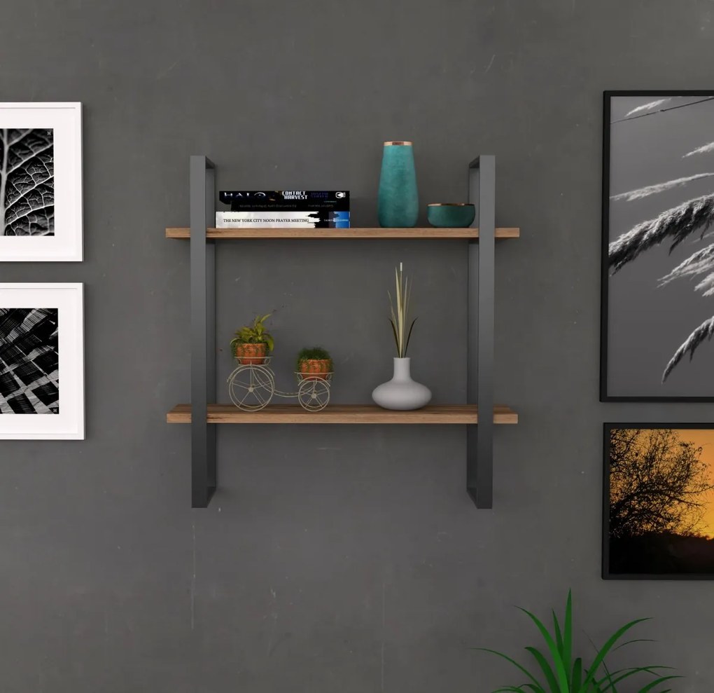 Nástenná polica BUBA dub safírový/čierny