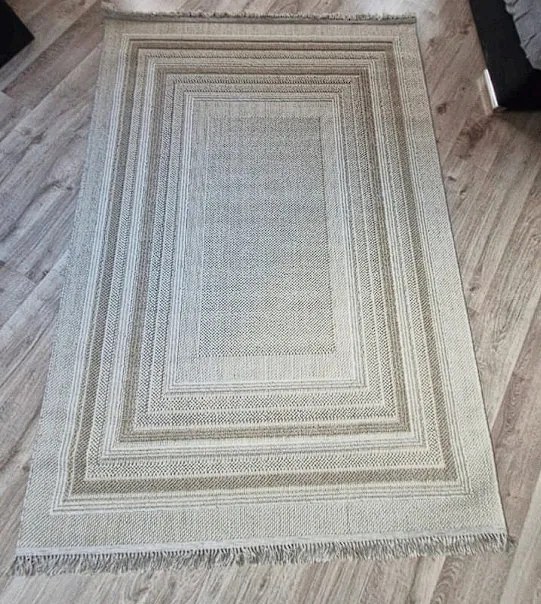 Béžový koberec Boho 872-B s geometrickým vzorom obdĺžnikov Rozmer: 160x220 cm