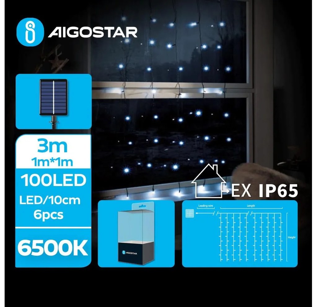 Aigostar B.V. Aigostar - LED Solárna vianočná reťaz 100xLED/8 funkcií 4x1m IP65 studená biela B10201JF5