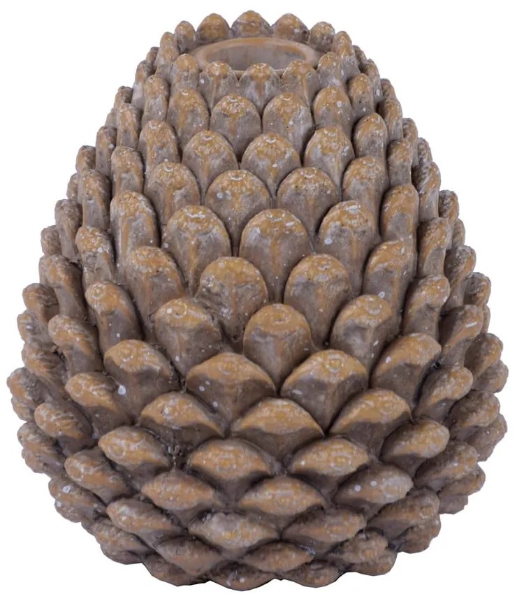 Hnedý svietnik v tvare šišky Ego Dekor, výška 12 cm