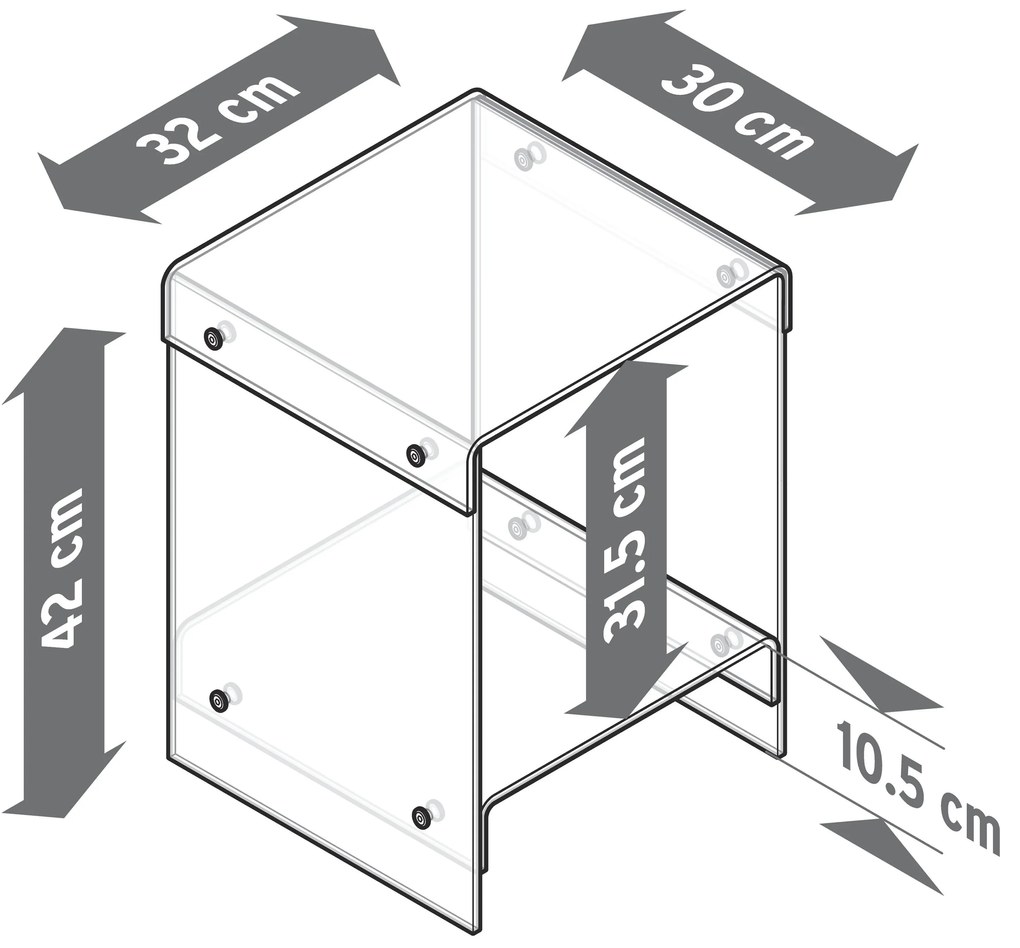 Odkladací stolík z akrylového skla
