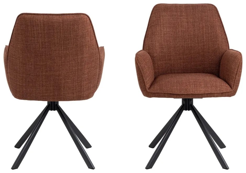 Čalúnené jedálenské kreslá v súprave s podrúčkami 2 ks v tehlovej farbe Glenda – Actona