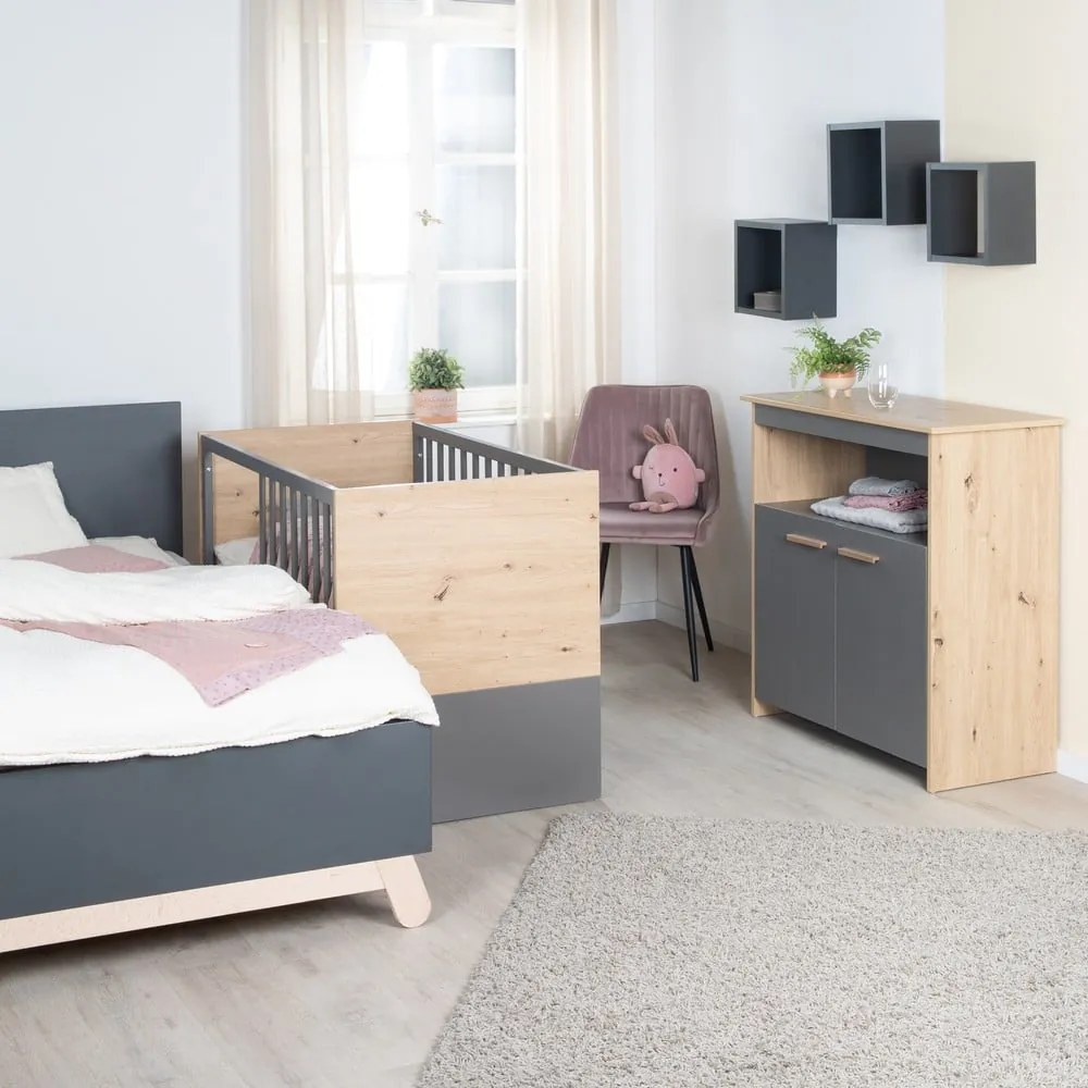 Postieľka v sivej a prírodnej farbe 60x120 cm Anna – Roba