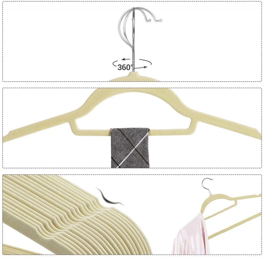 Set 20 ramínek oblečení Loras béžový