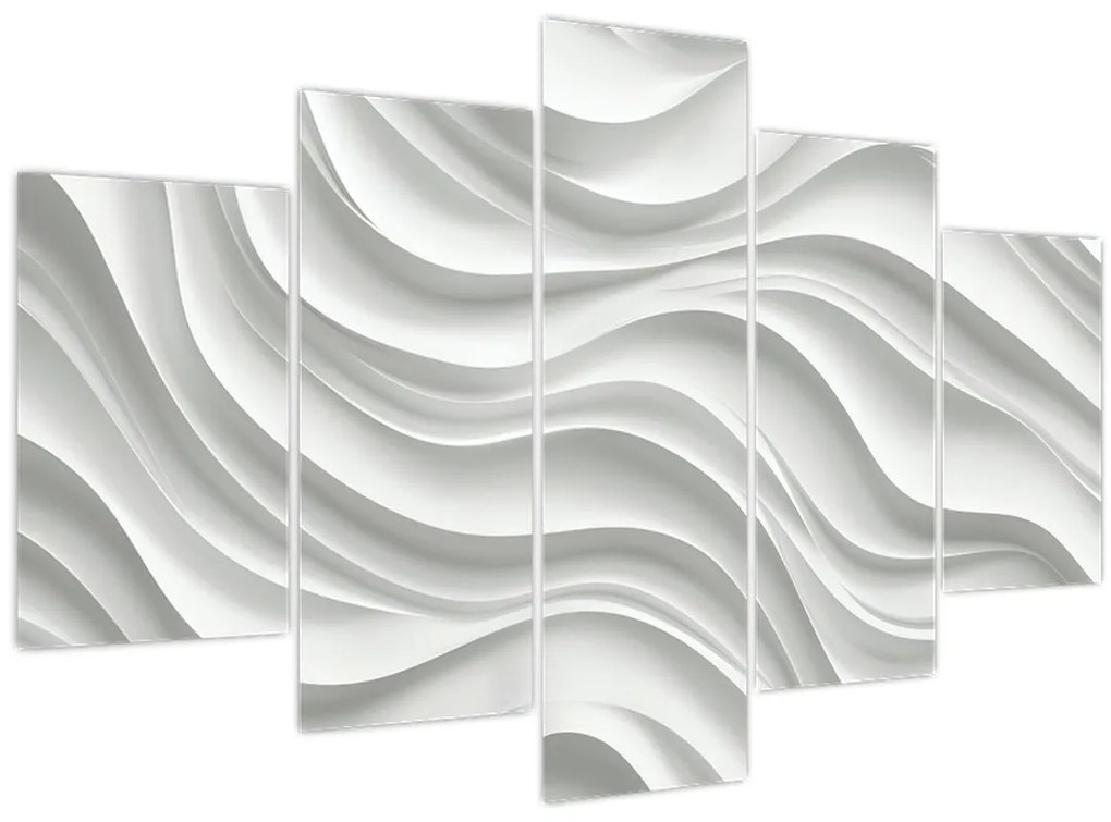 Obraz - 3D biele vlny (150x105 cm)