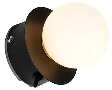Nástenná lampa čierna IP44 s vypínačom - Cederic