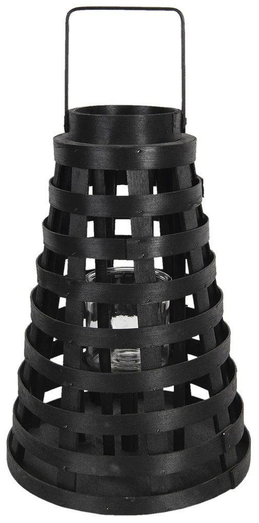 Čierná kužeľovitá závesná lucerna Eudo - Ø 28*40 cm